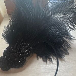 Black Feather & Sequin Headband Hair Accessory